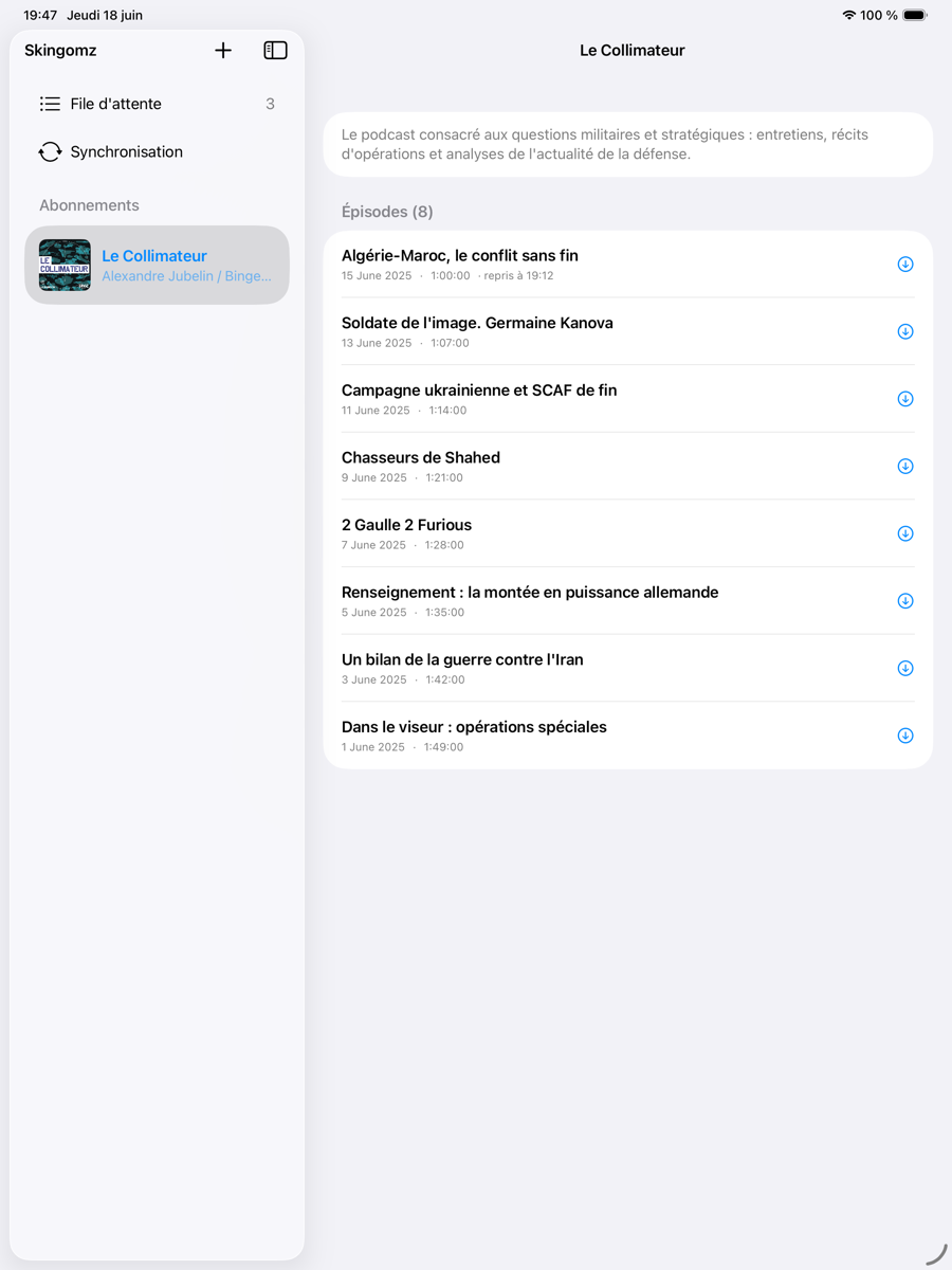 Skingomz sur iPad